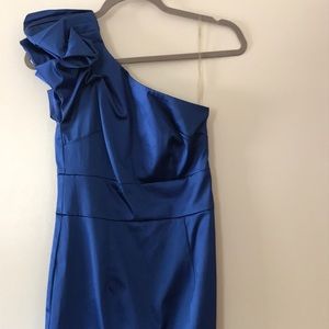 Guess Marciano one shoulder satin blue dress